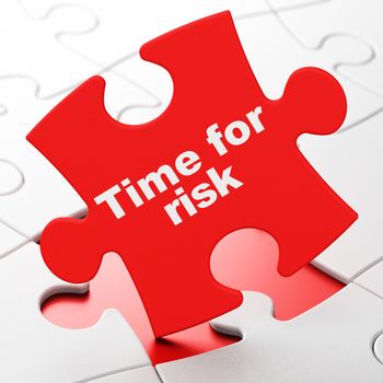 Time concept: Time For Risk on Red puzzle pieces background, 3D rendering