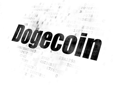 Blockchain concept: Pixelated black text Dogecoin on Digital background
