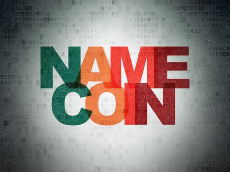Blockchain concept: Painted multicolor text Namecoin on Digital Data Paper background