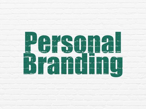 Marketing concept: Painted green text Personal Branding on White Brick wall background