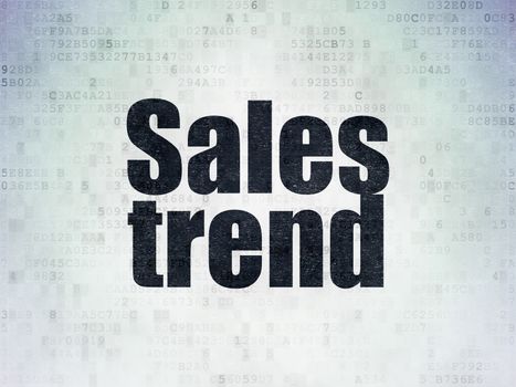 Advertising concept: Painted black word Sales Trend on Digital Data Paper background