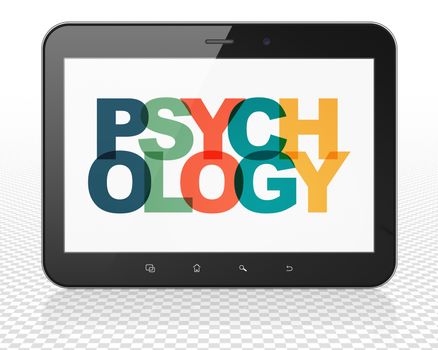 Healthcare concept: Tablet Pc Computer with Painted multicolor text Psychology on display, 3D rendering
