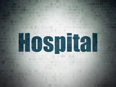 Healthcare concept: Painted blue word Hospital on Digital Data Paper background