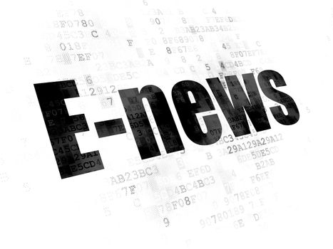 News concept: Pixelated black text E-news on Digital background