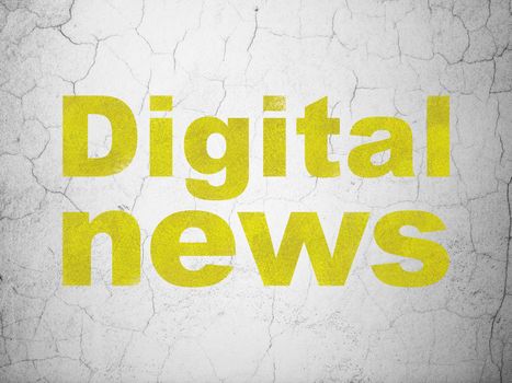 News concept: Yellow Digital News on textured concrete wall background