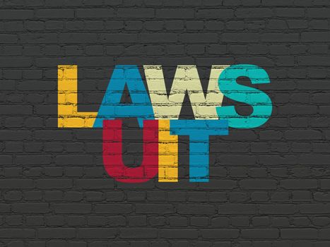 Law concept: Painted multicolor text Lawsuit on Black Brick wall background