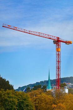 Tower Crane in Zurich against Blue Sky