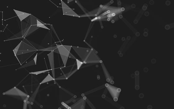 Abstract polygonal space low poly dark background with connecting dots and lines. Connection structure. 3d rendering