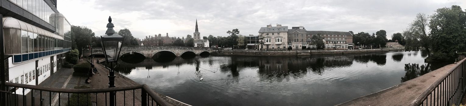 River in Bedford Town centre. Panorama picture. Landscape.