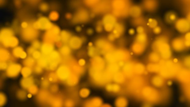 Abstract gold bokeh with black background. 3d rendering