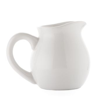 White ceramic pitcher isolated on white background.