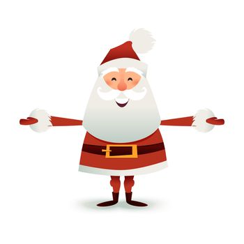 Santa Claus flat illustration. Happy Christmas father cartoon character. Cute X-mas character for Holiday design. New year Greeting Card for invitation, congratulation