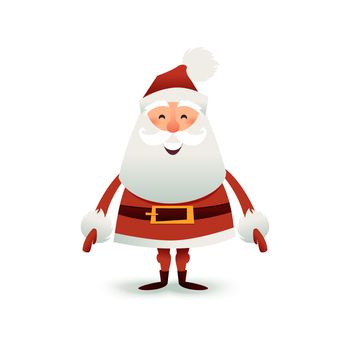 Santa Claus flat illustration. Happy Christmas father cartoon character. Cute X-mas character for Holiday design. New year Greeting Card for invitation, congratulation