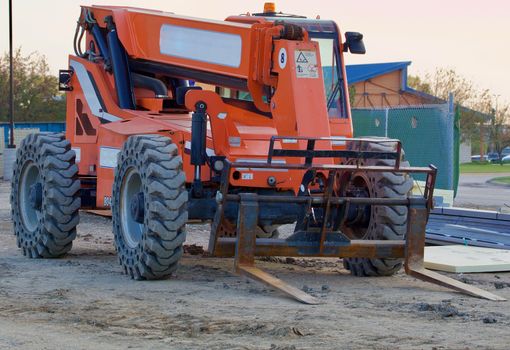 Orange fork lift