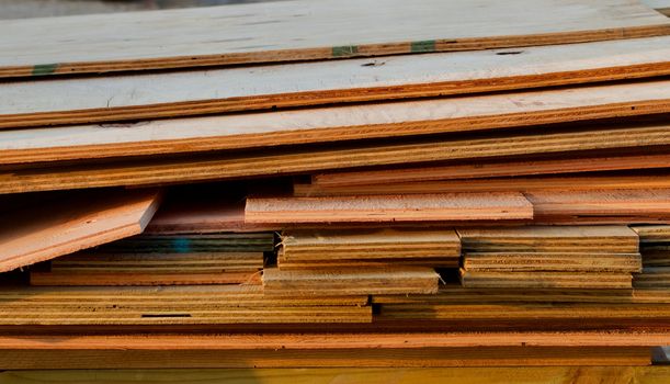 Plywood stack on edge