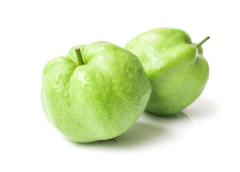 Green guava fruit on white background, Topical fruit for healhty concept
