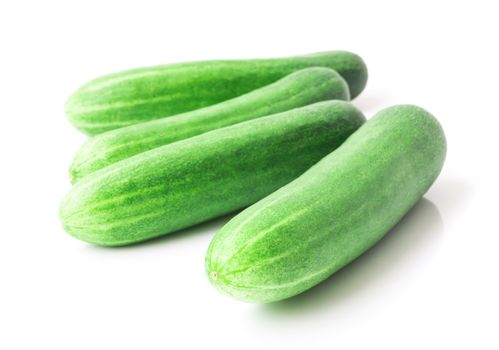 Closeup cucumber on white background, food and vegetable concept