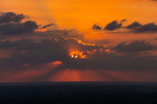 countryside, color sky at sunset in the desert