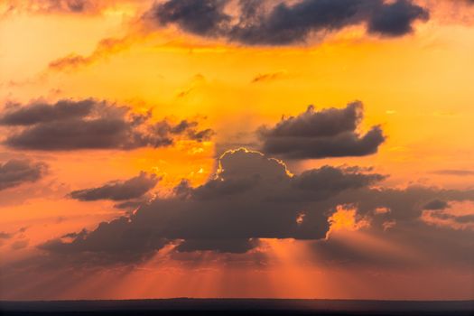 countryside, color sky at sunset in the desert