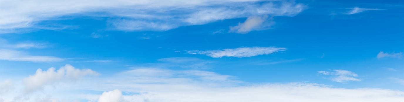 Panorama fluffy clouds in the blue sky, Fantastic soft white clouds against blue sky