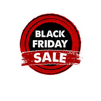 black friday, sale banner - text in red black drawn circle label, business seasonal shopping concept