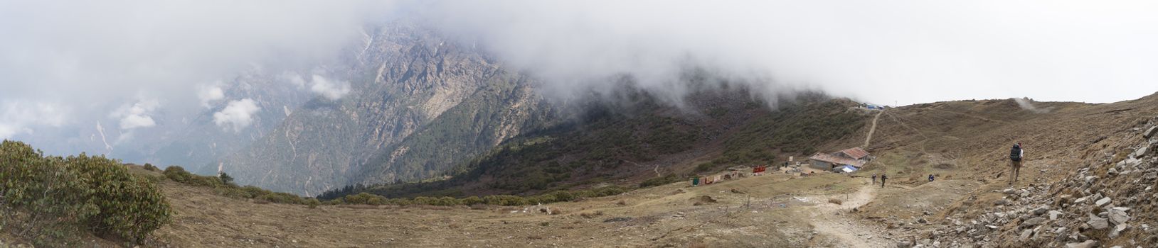 Hiking adventure of Himalaya mountains for tourists