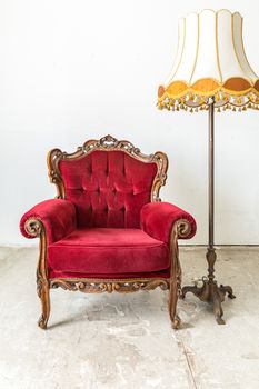 Red Vintage retro style Chair with lamp