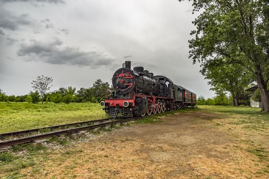 Train and steam locomotive in Edirne Turkey