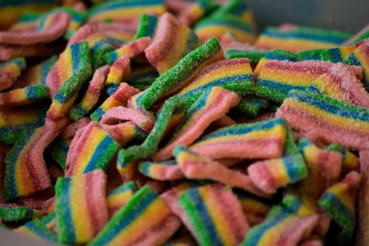 Group of colored candies background in a pastry shop