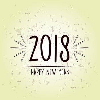 happy new year 2018 over green old paper background, holiday seasonal concept