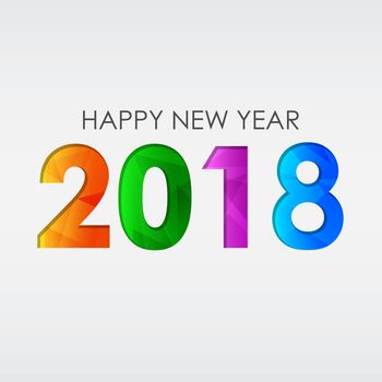 happy new year 2018 in colored figures, greeting card, holiday seasonal concept