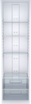 Inside view of an empty white refrigerator 