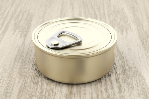 Pate can on wood background 