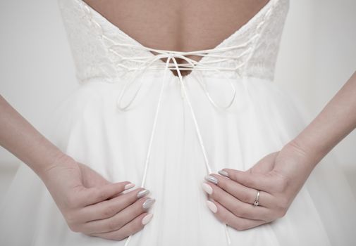 Bride dressing gown preparing for a wedding