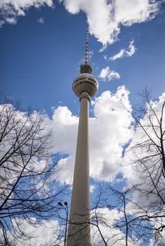 Historic Television Tower near Alexanderplatz in Berlin, Germany.