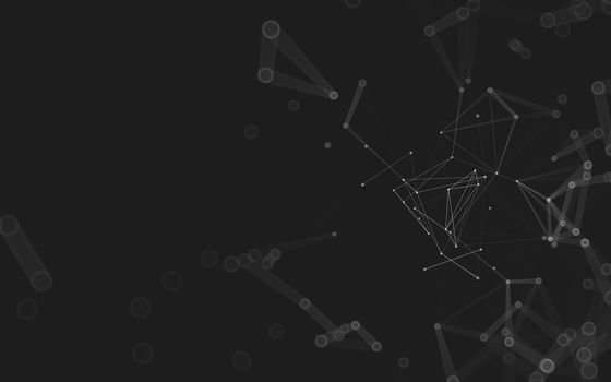 Abstract polygonal space low poly dark background with connecting dots and lines. Connection structure. 3d rendering