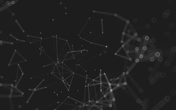 Abstract polygonal space low poly dark background with connecting dots and lines. Connection structure. 3d rendering