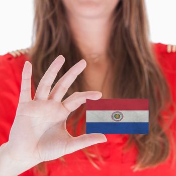 Businesswoman showing a business card - Paraguay