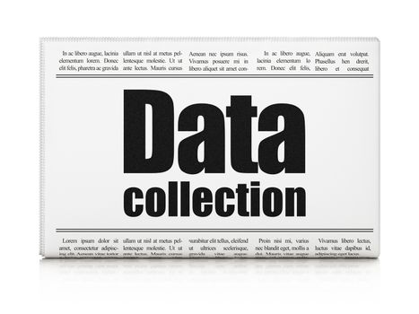 Information concept: newspaper headline Data Collection on White background, 3D rendering