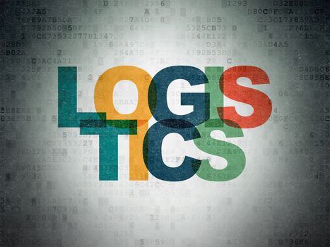 Business concept: Painted multicolor text Logistics on Digital Data Paper background