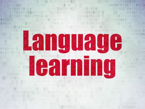 Learning concept: Painted red word Language Learning on Digital Data Paper background