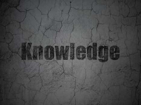 Studying concept: Black Knowledge on grunge textured concrete wall background