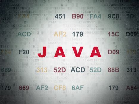 Database concept: Painted red text Java on Digital Data Paper background with Hexadecimal Code