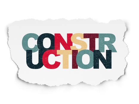 Building construction concept: Painted multicolor text Construction on Torn Paper background