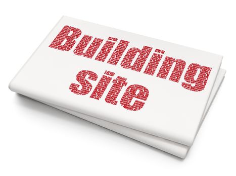 Building construction concept: Pixelated red text Building Site on Blank Newspaper background, 3D rendering