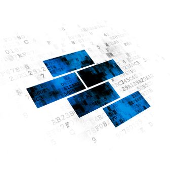 Constructing concept: Pixelated blue Bricks icon on Digital background