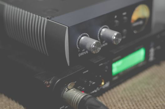 Record sound in the studio audio interface