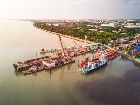 Shipyard at estuary and water pollution come from industrial near by