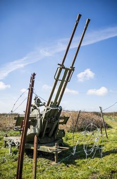 WWII German battery in Maisy, Normandy, France. Remains of D-Day invasion on June 6, 1944