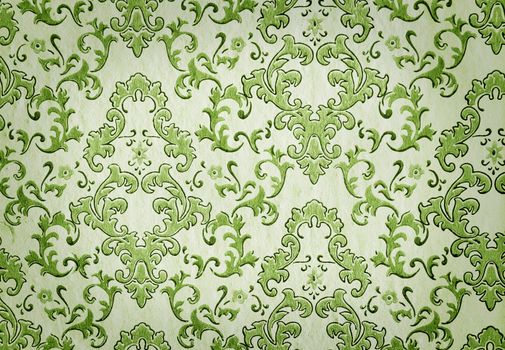 Old green wallpaper for texture or background